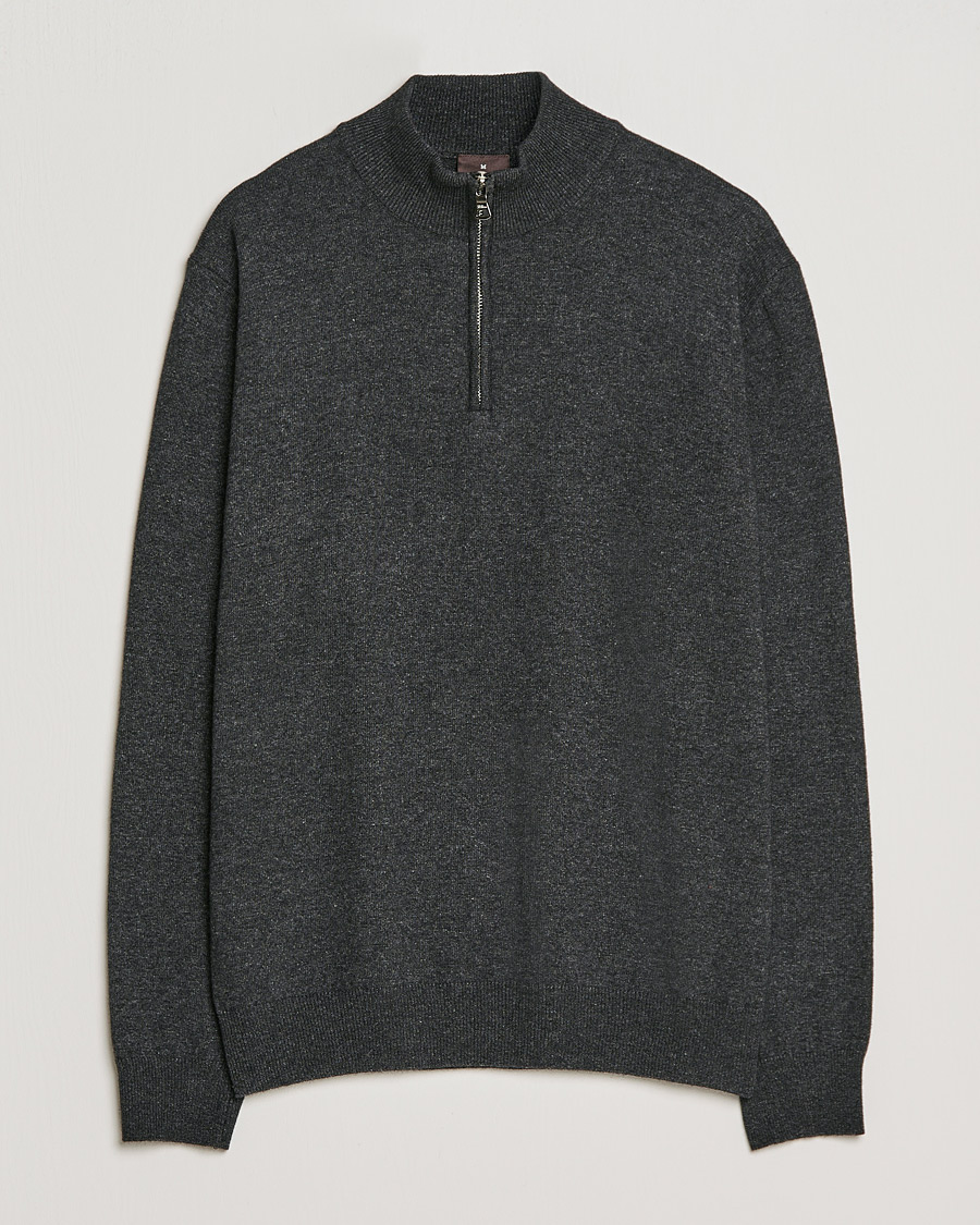Mies | Puserot | Oscar Jacobson | Patton Wool/Cashmere Half Zip Charcoal