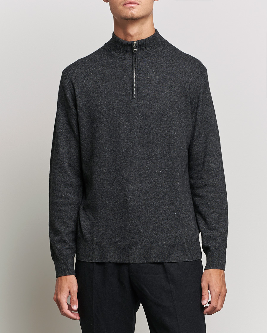 Mies |  | Oscar Jacobson | Patton Wool/Cashmere Half Zip Charcoal