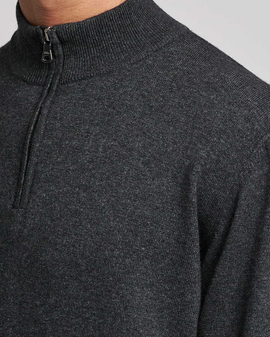 Mies | Puserot | Oscar Jacobson | Patton Wool/Cashmere Half Zip Charcoal