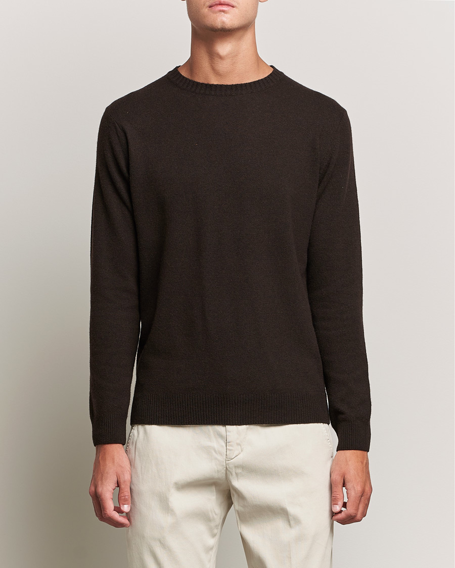 Mies |  | Oscar Jacobson | Valter Wool/Cashmere Round Neck Brown
