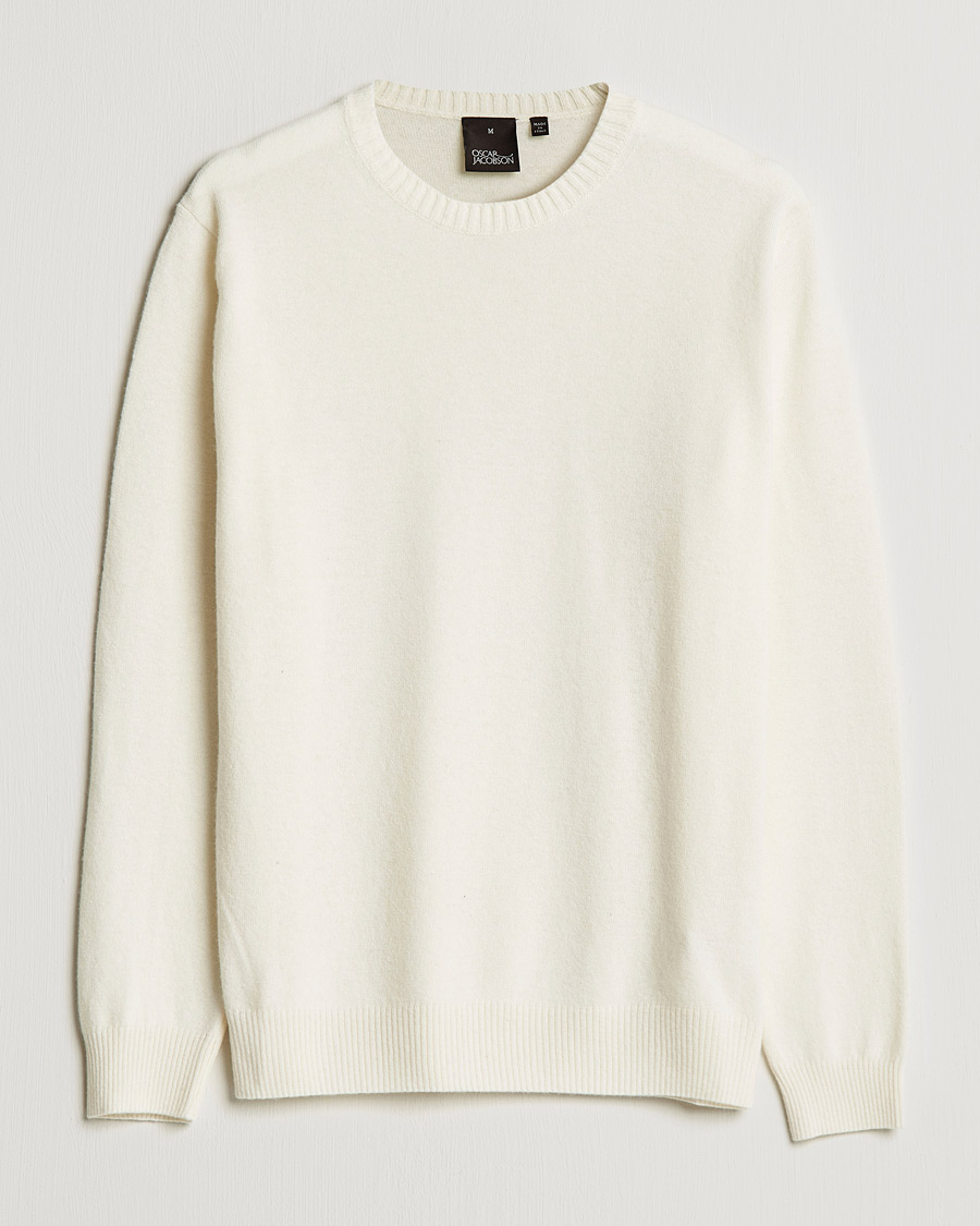 Mies | Puserot | Oscar Jacobson | Valter Wool/Cashmere Round Neck Creme