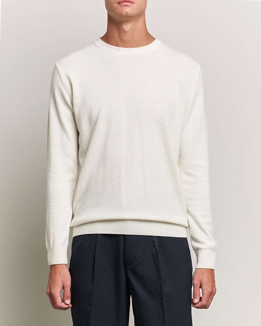 Mies | Puserot | Oscar Jacobson | Valter Wool/Cashmere Round Neck Creme