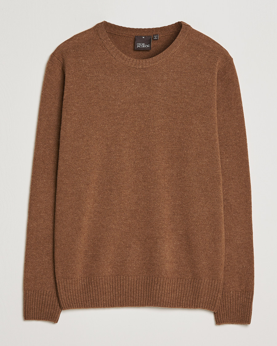 Mies | Puserot | Oscar Jacobson | Emerson Patch Wool Roundneck Brown