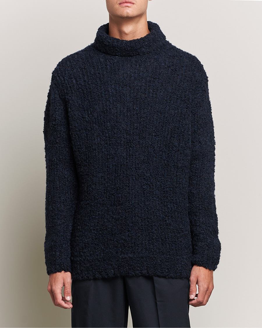Mies | Puserot | Oscar Jacobson | Krister Wool/Alpaca Rollneck Navy