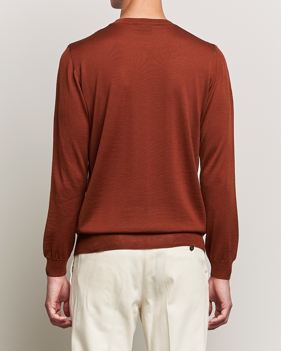 Mies | Puserot | Oscar Jacobson | Custer Extra Fine Merino Crew Neck Rust