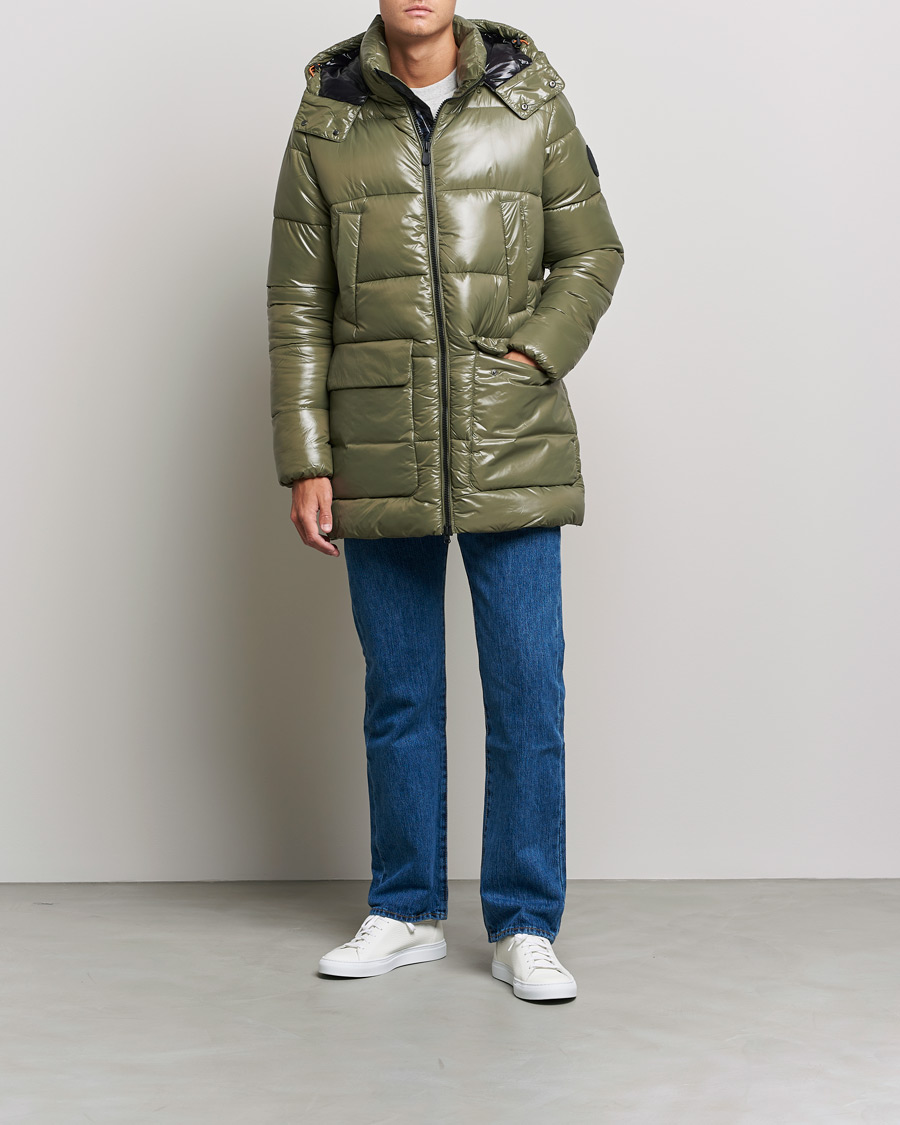 Mies | Takit | Save The Duck | Christian Long Padded Puffer Jacket Laurel Green