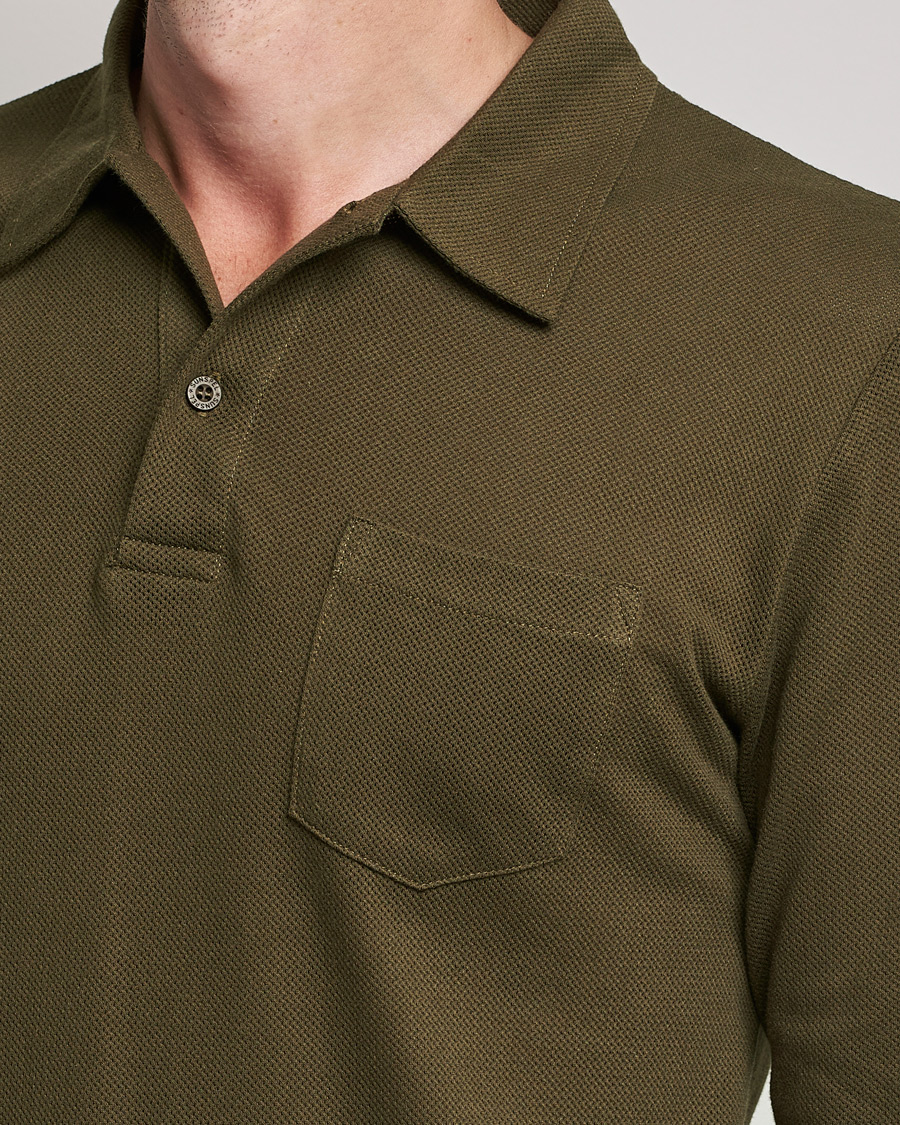 Mies | Puserot | Sunspel | Riviera Long Sleve Polo Dark Moss
