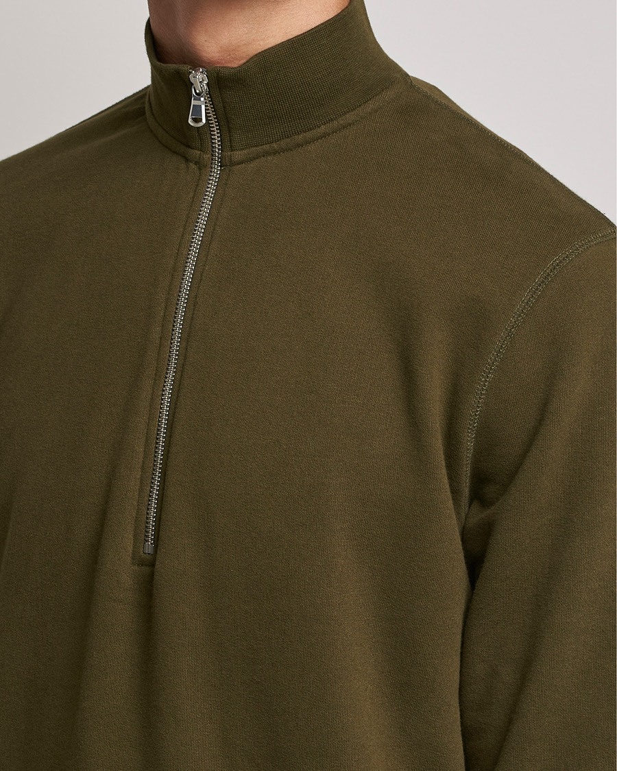 Mies | Puserot | Sunspel | Loopback Half Zip Sweatshirt Dark Moss