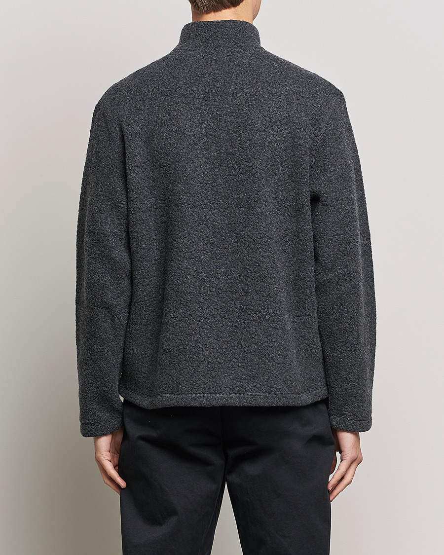 Mies | Puserot | Sunspel | Eco Wool Half Zip Fleece Charcoal Melange