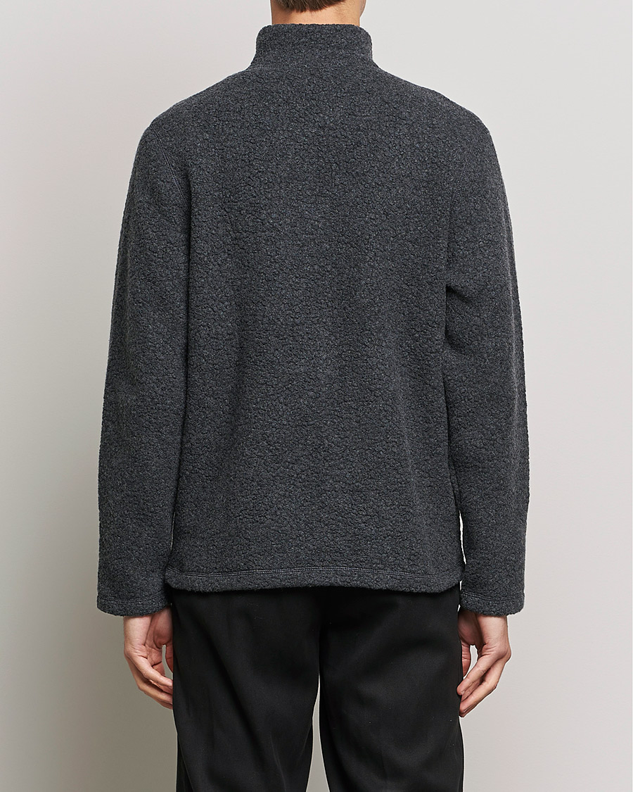 Mies | Puserot | Sunspel | Eco Wool Full Zip Fleece Jacket Charcoal Melange