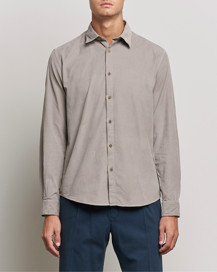 Mies | Vakosamettipaidat | Sunspel | Cotton Baby Cord Shirt Umber Brown