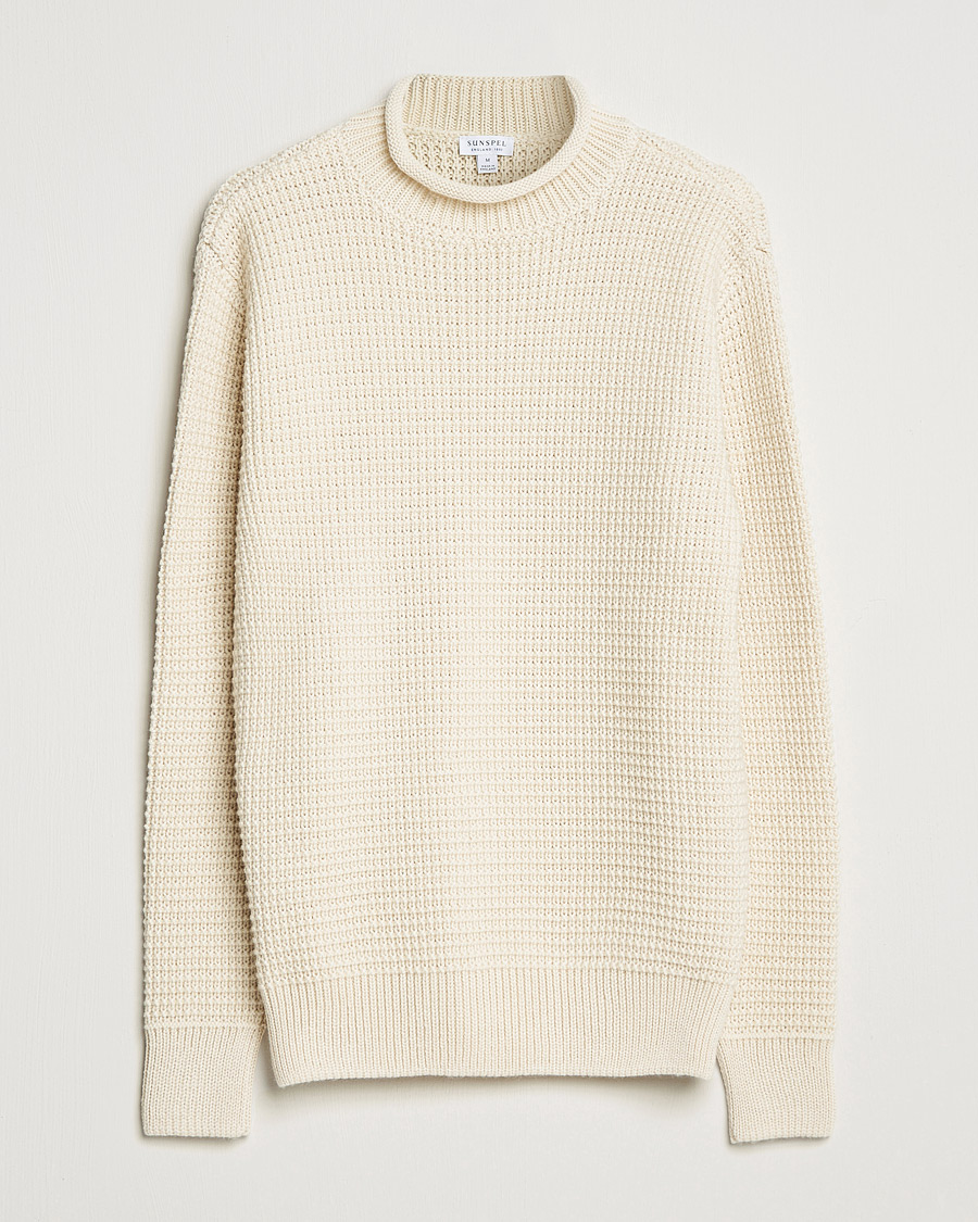 Mies | Puserot | Sunspel | Fisherman Jumper Ecru