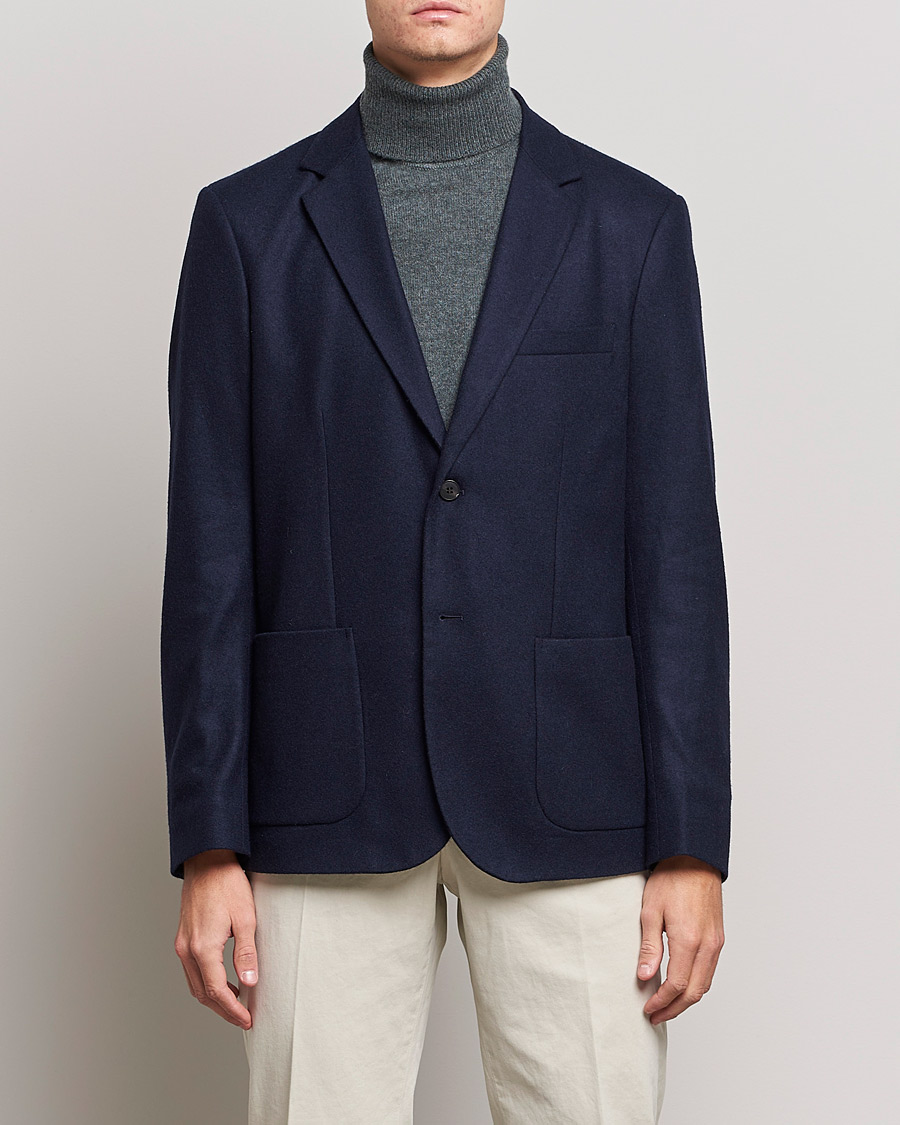 Mies |  | Sunspel | Boiled Wool Jersey Blazer Navy