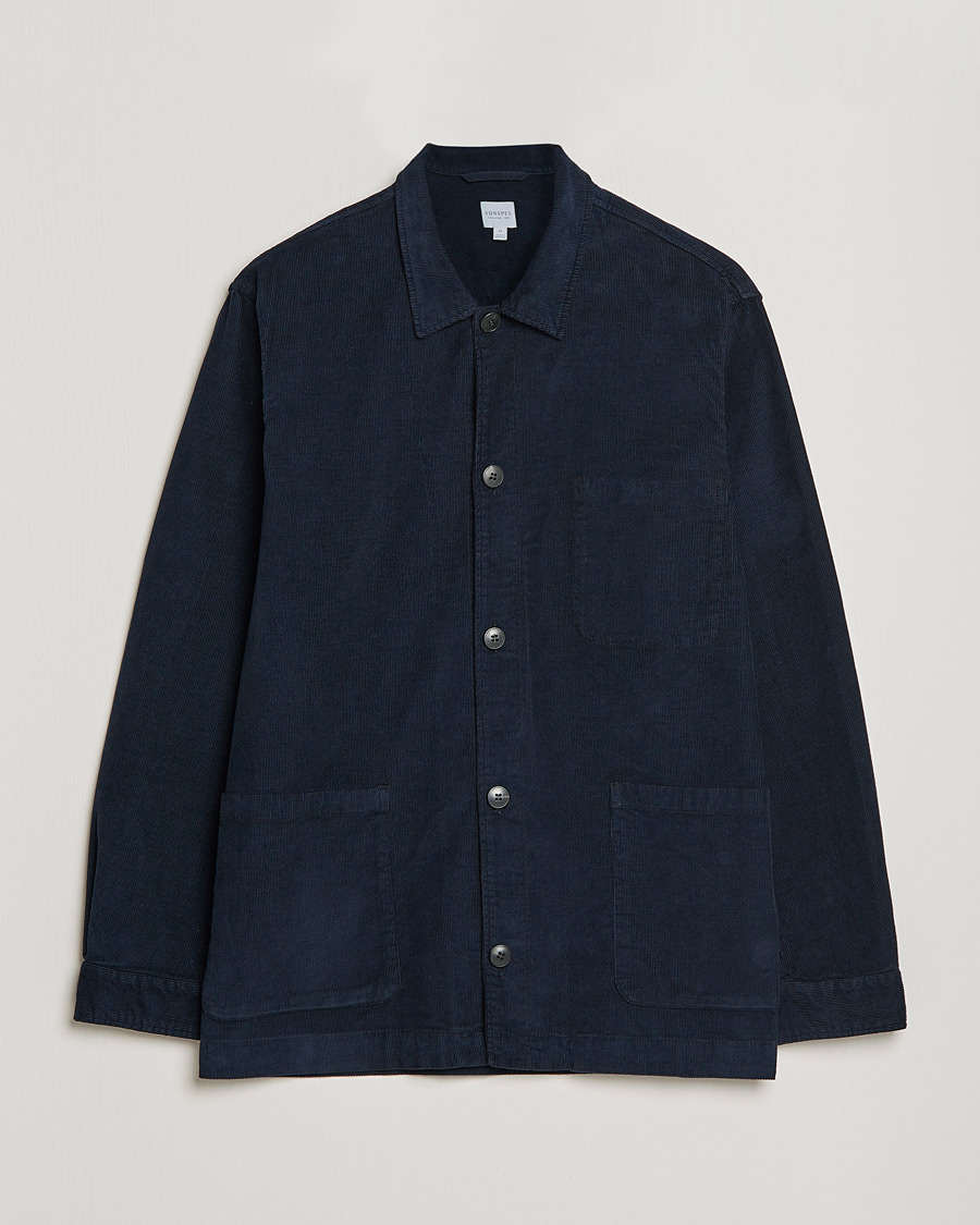 Mies | Kauluspaidat | Sunspel | Twin Pocket Cotton Corduroy Shirt Jacket Navy