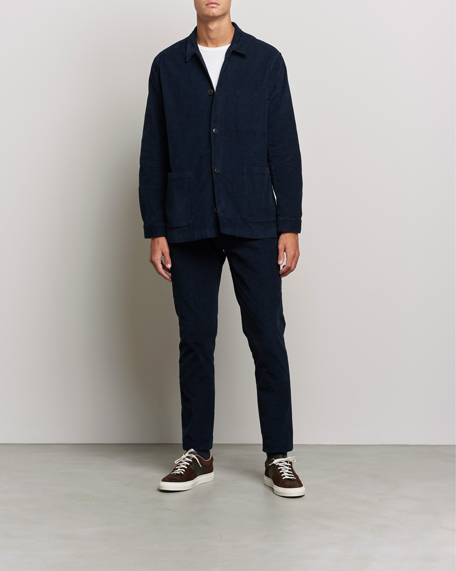 Mies | Kauluspaidat | Sunspel | Twin Pocket Cotton Corduroy Shirt Jacket Navy