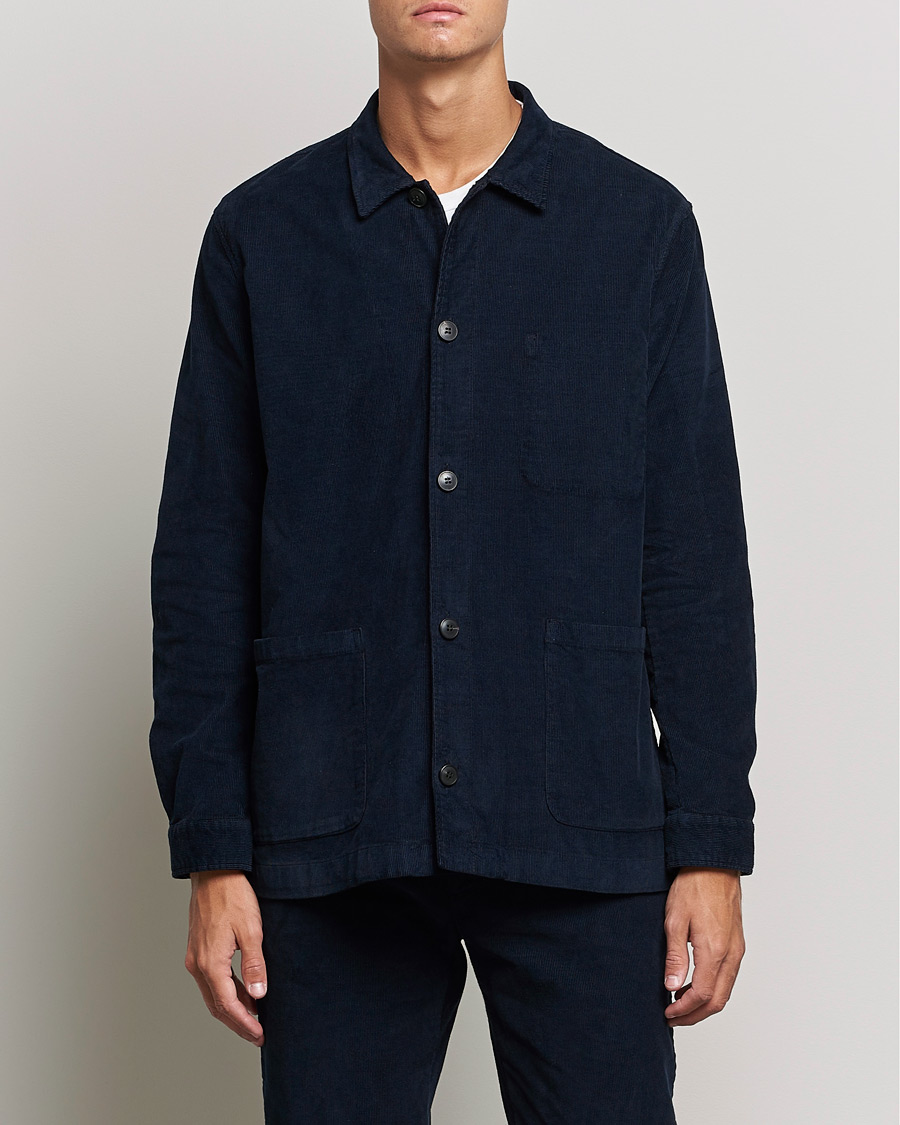 Mies | Kauluspaidat | Sunspel | Twin Pocket Cotton Corduroy Shirt Jacket Navy
