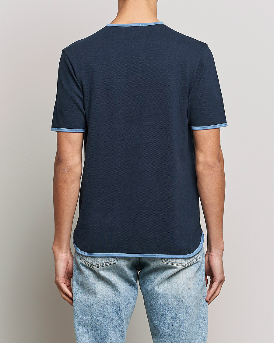 Mies | T-paidat | Sunspel | Paul Weller Heavy Cotton Pique Henley T-Shirt Navy
