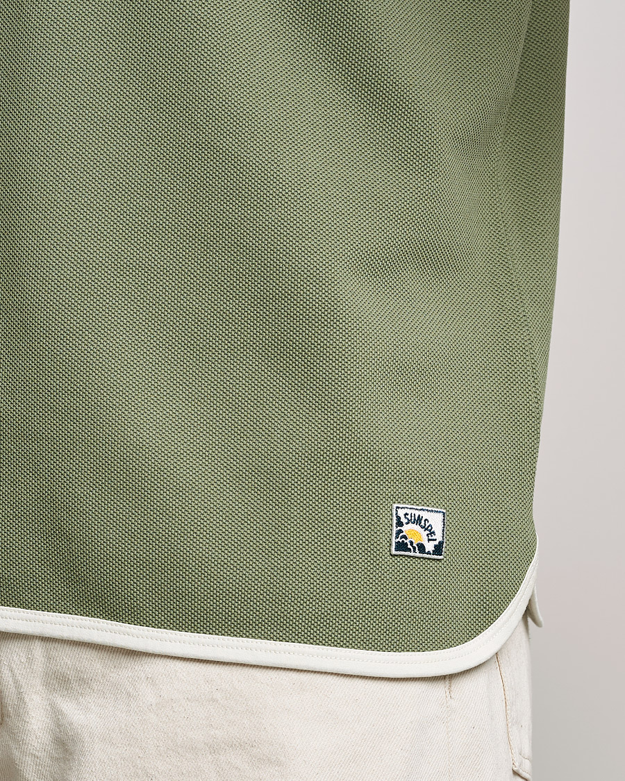 Mies | T-paidat | Sunspel | Paul Weller Heavy Cotton Pique Henley T-Shirt Dark Sage