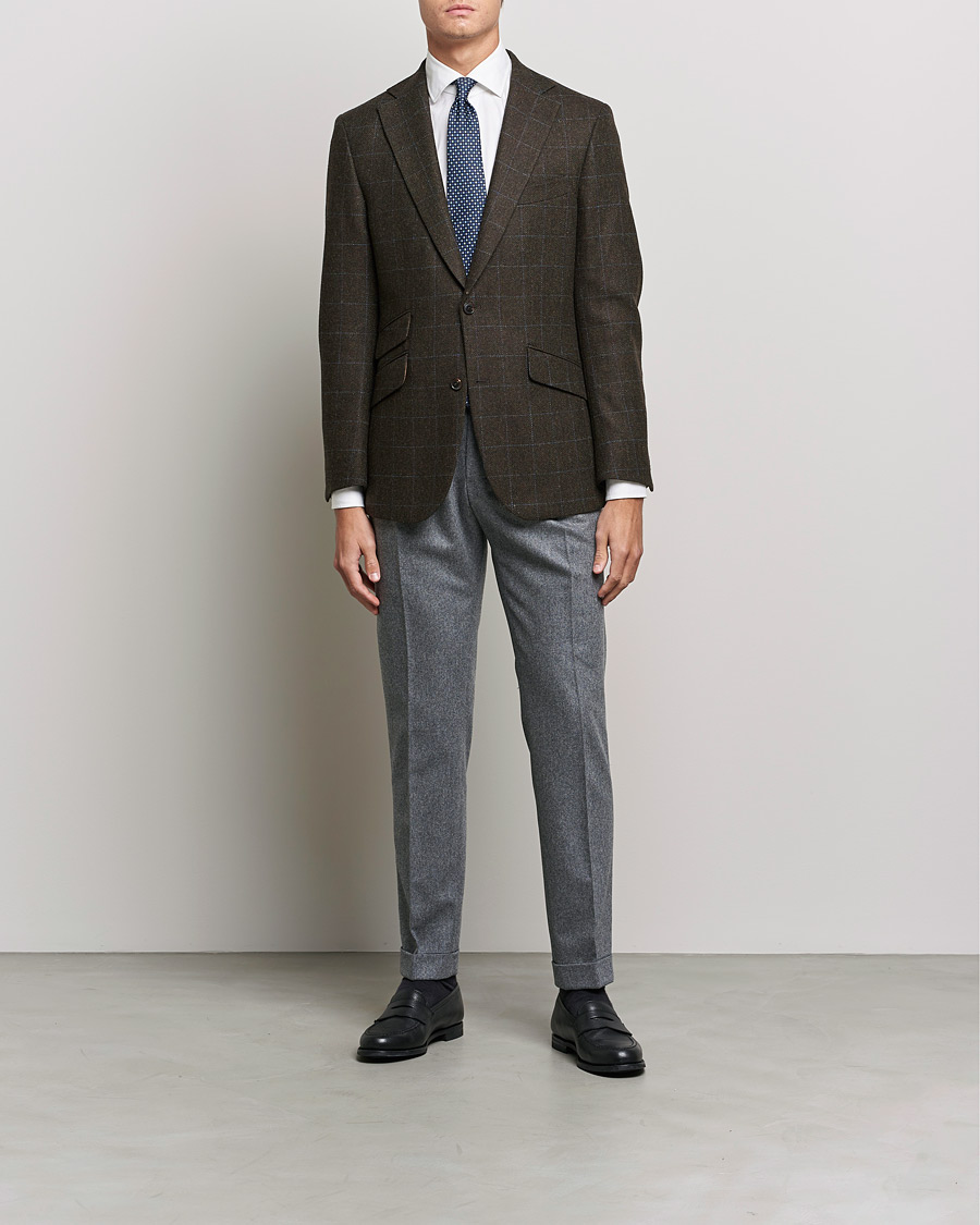 Mies | Pikkutakit | Walker Slater | Edward Lambswool Windowpane Blazer Dark Brown