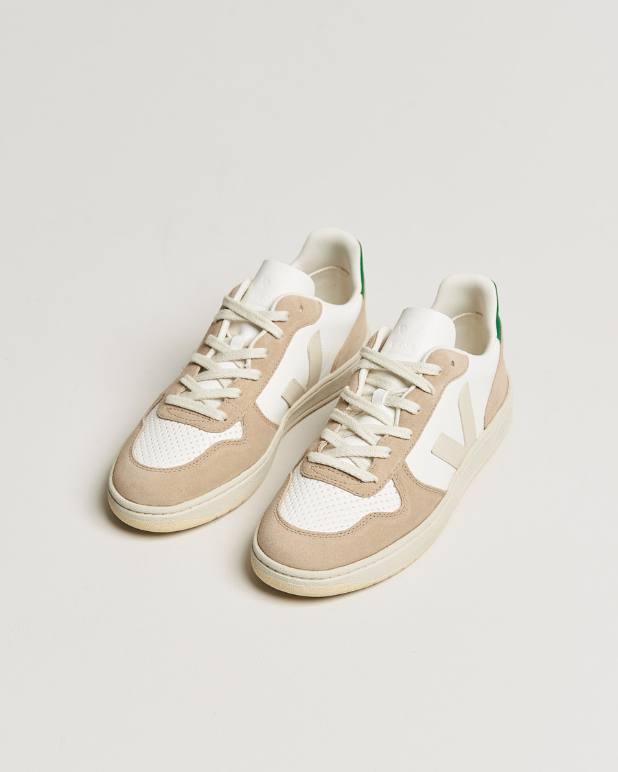 Mies | Veja V-10 Leather Sneaker Extra White Sahara Emeraude | Veja | V-10 Leather Sneaker Extra White Sahara Emeraude