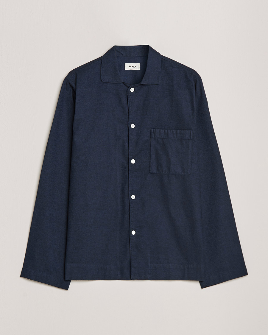 Mies | Yöpuvut ja kylpytakit | Tekla | Flannel Pyjama Shirt Midnight Blue