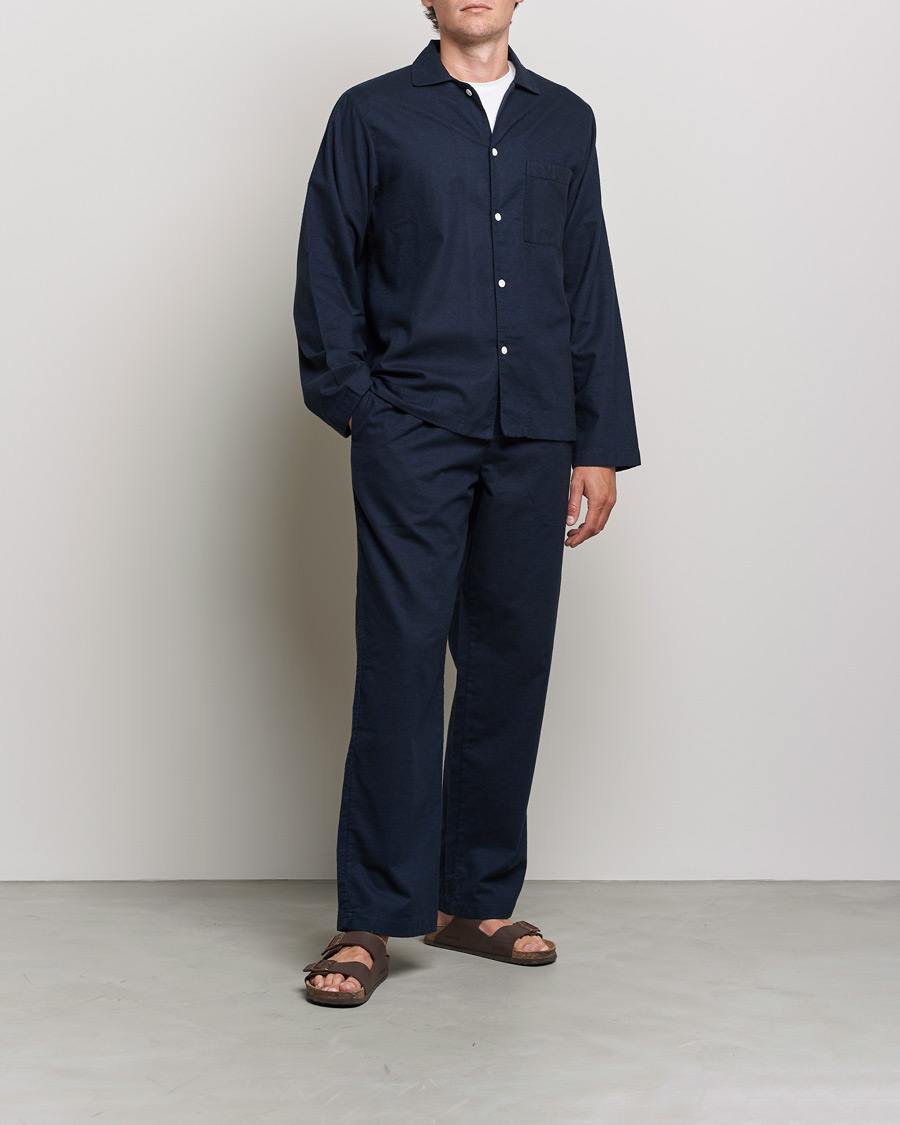 Mies | Yöpuvut ja kylpytakit | Tekla | Flannel Pyjama Shirt Midnight Blue