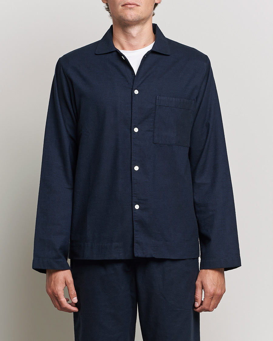 Mies |  | Tekla | Flannel Pyjama Shirt Midnight Blue