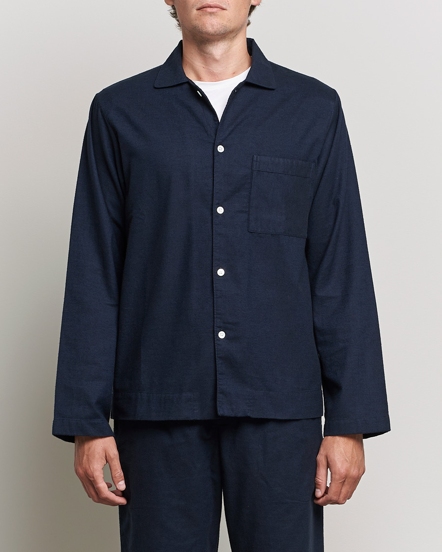 Mies | Yöpuvut ja kylpytakit | Tekla | Flannel Pyjama Shirt Midnight Blue