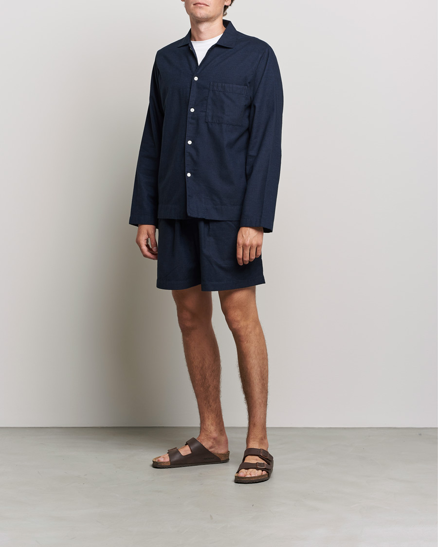 Mies | Yöpuvun housut | Tekla | Flannel Pyjama Shorts Midnight Blue