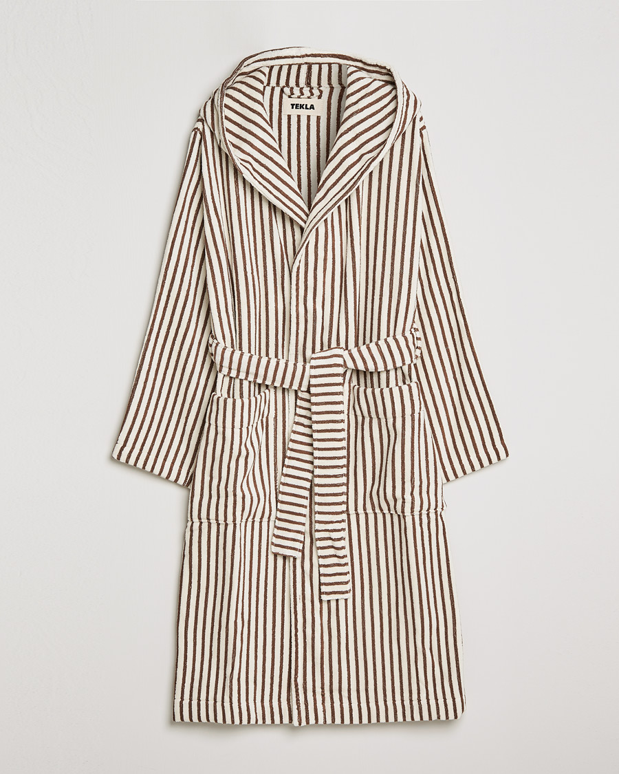 Mies | Yöpuvut ja kylpytakit | Tekla | Organic Terry Hooded Bathrobe Kodiak Stripes