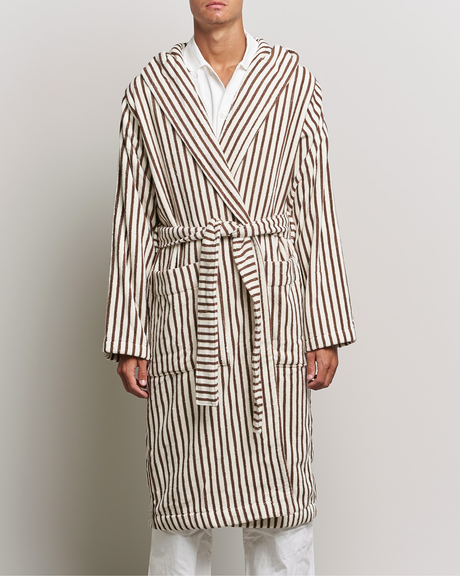 Mies |  | Tekla | Organic Terry Hooded Bathrobe Kodiak Stripes