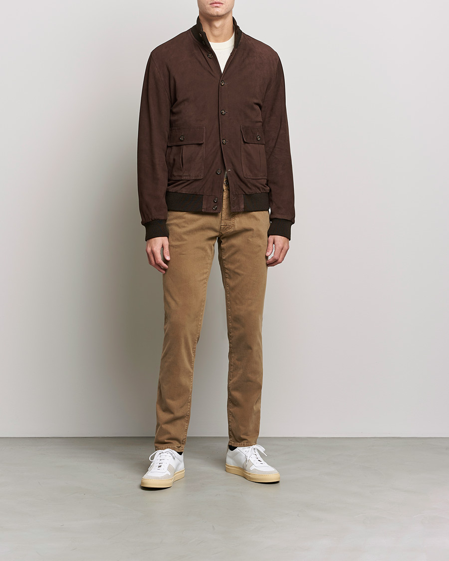 Mies | Housut | Jacob Cohën | Bard 5-Pocket Cotton Trousers Light Brown