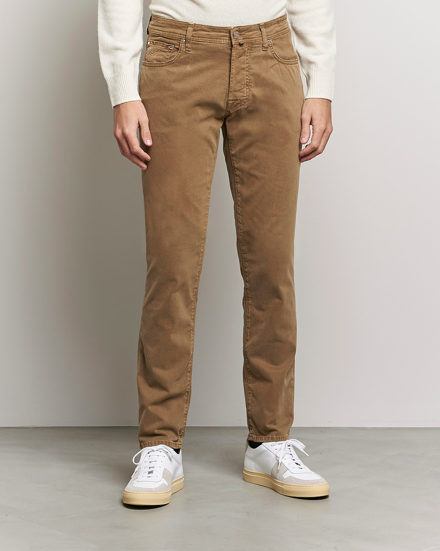 Mies | Housut | Jacob Cohën | Bard 5-Pocket Cotton Trousers Light Brown