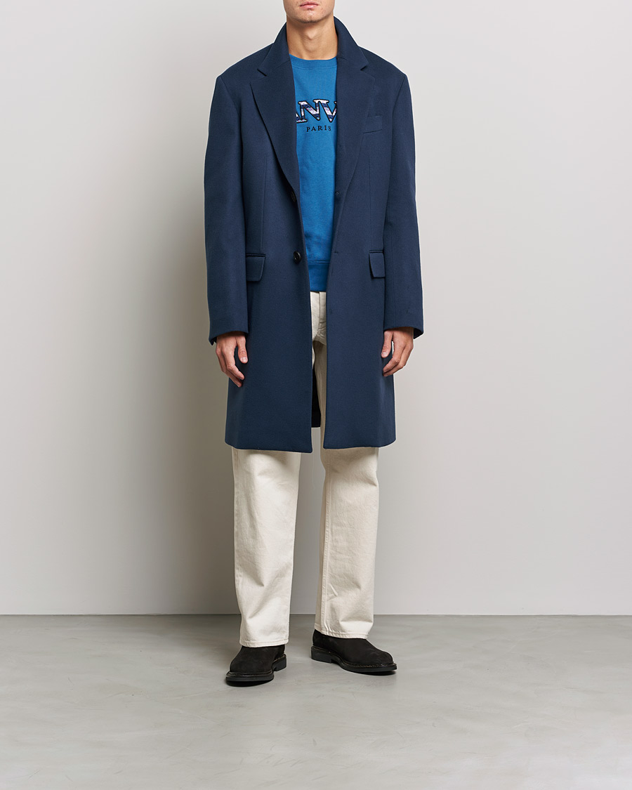 Mies | Päällystakit | Lanvin | Classic Wool Coat Midnight Blue