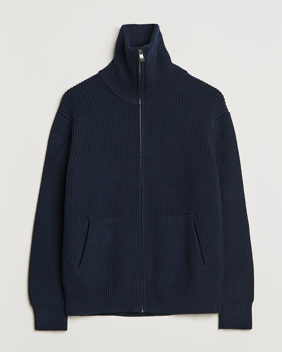 Mies | Puserot | Piacenza Cashmere | Heavy Zip Cardigan Navy