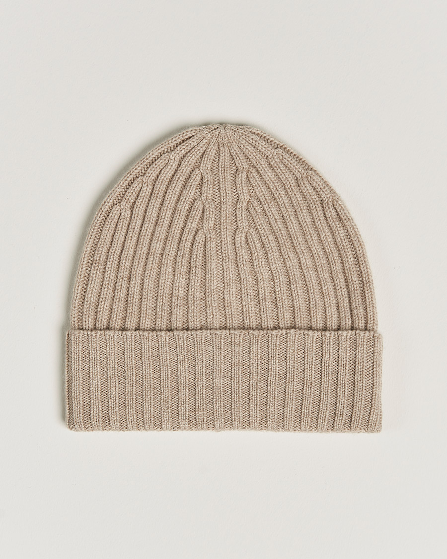 Mies | Piacenza Cashmere Ribbed Cashmere Beanie Light Beige | Piacenza Cashmere | Ribbed Cashmere Beanie Light Beige