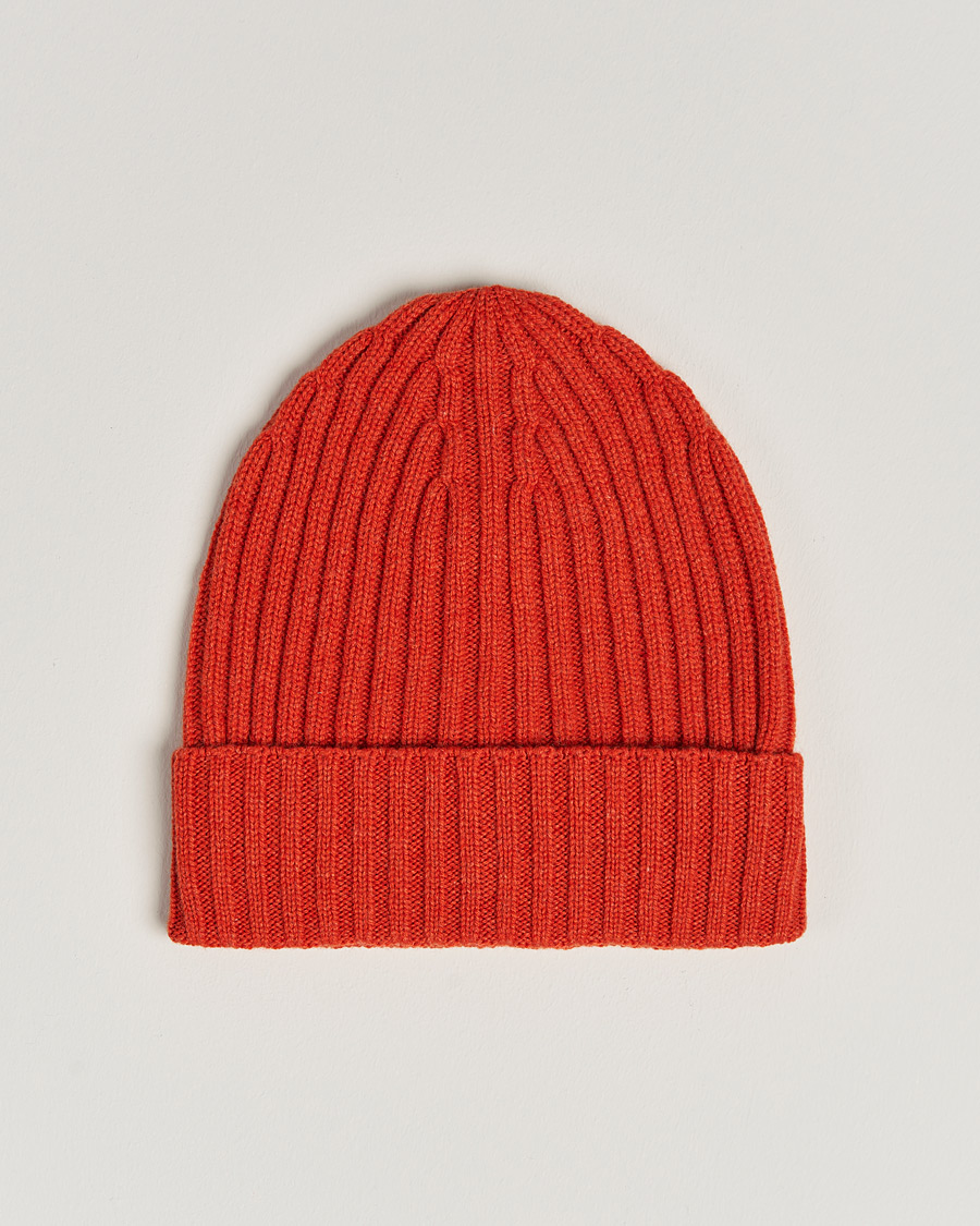 Mies | Piacenza Cashmere Ribbed Cashmere Beanie Orange | Piacenza Cashmere | Ribbed Cashmere Beanie Orange