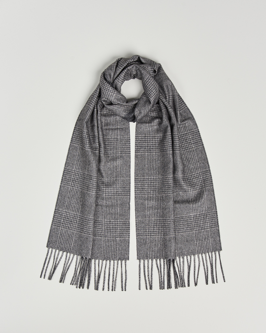 Mies | Piacenza Cashmere Cashmere/Silk Glencheck Scarf Light Grey | Piacenza Cashmere | Cashmere/Silk Glencheck Scarf Light Grey
