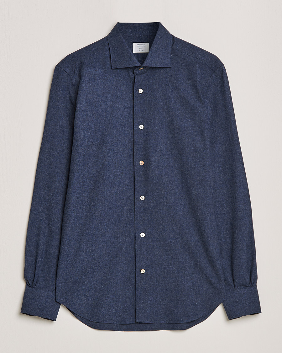 Mies | Kauluspaidat | Mazzarelli | Soft Flannel Shirt Navy