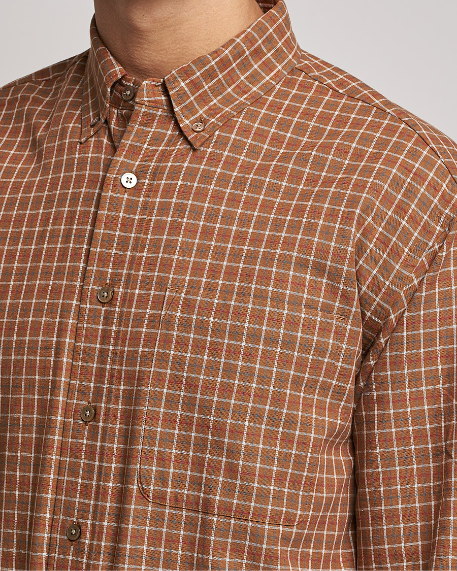Mies | Kauluspaidat | Snow Peak | Warm Cotton Button Down Shirt Brown Check