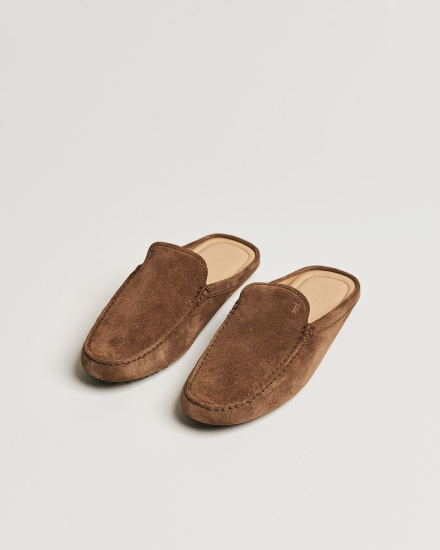 Mies | Tod's Gommino Slippers Dark Brown Suede | Tod's | Gommino Slippers Dark Brown Suede