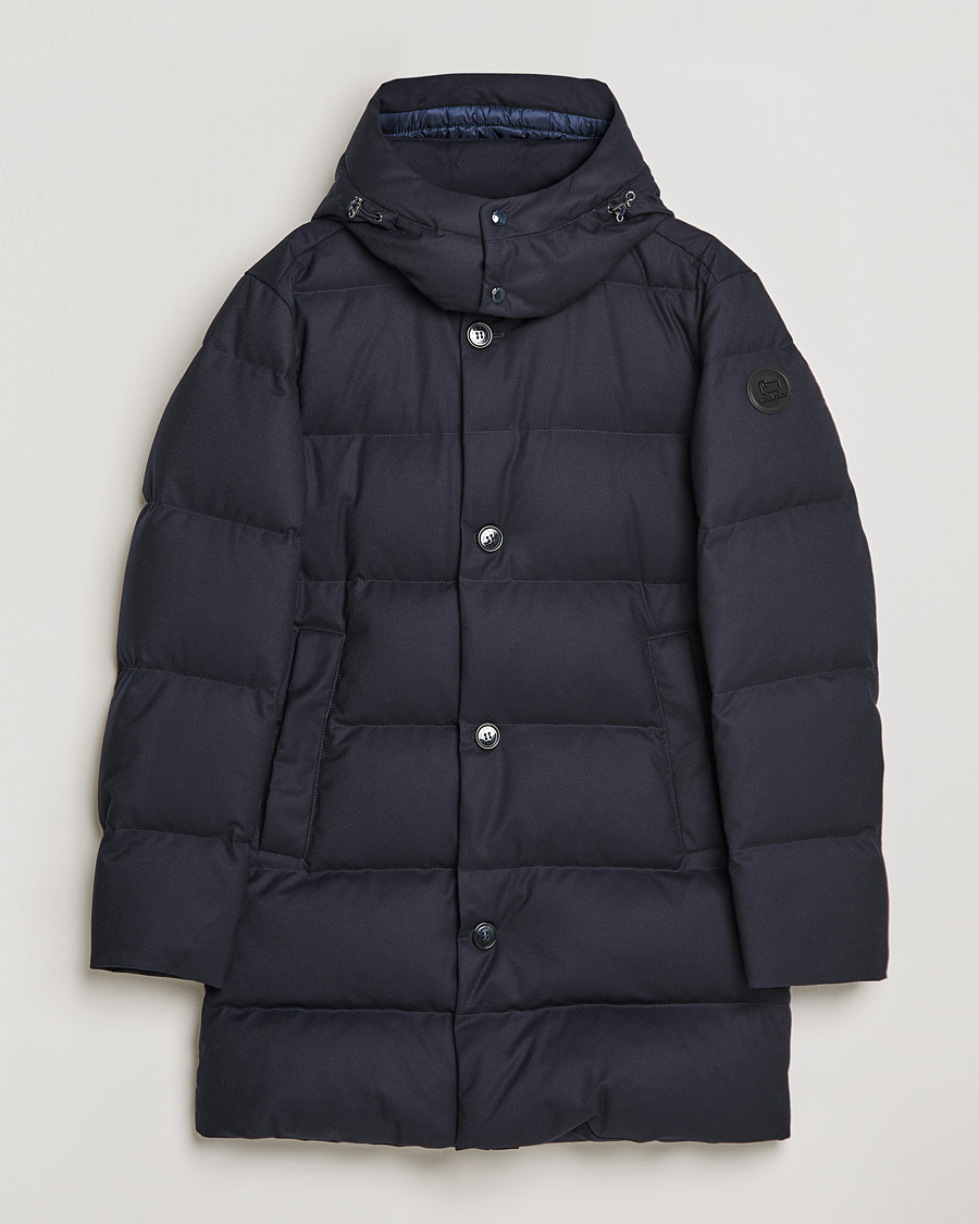 Mies | Takit | Woolrich | Luxe Long Parka Melton Blue