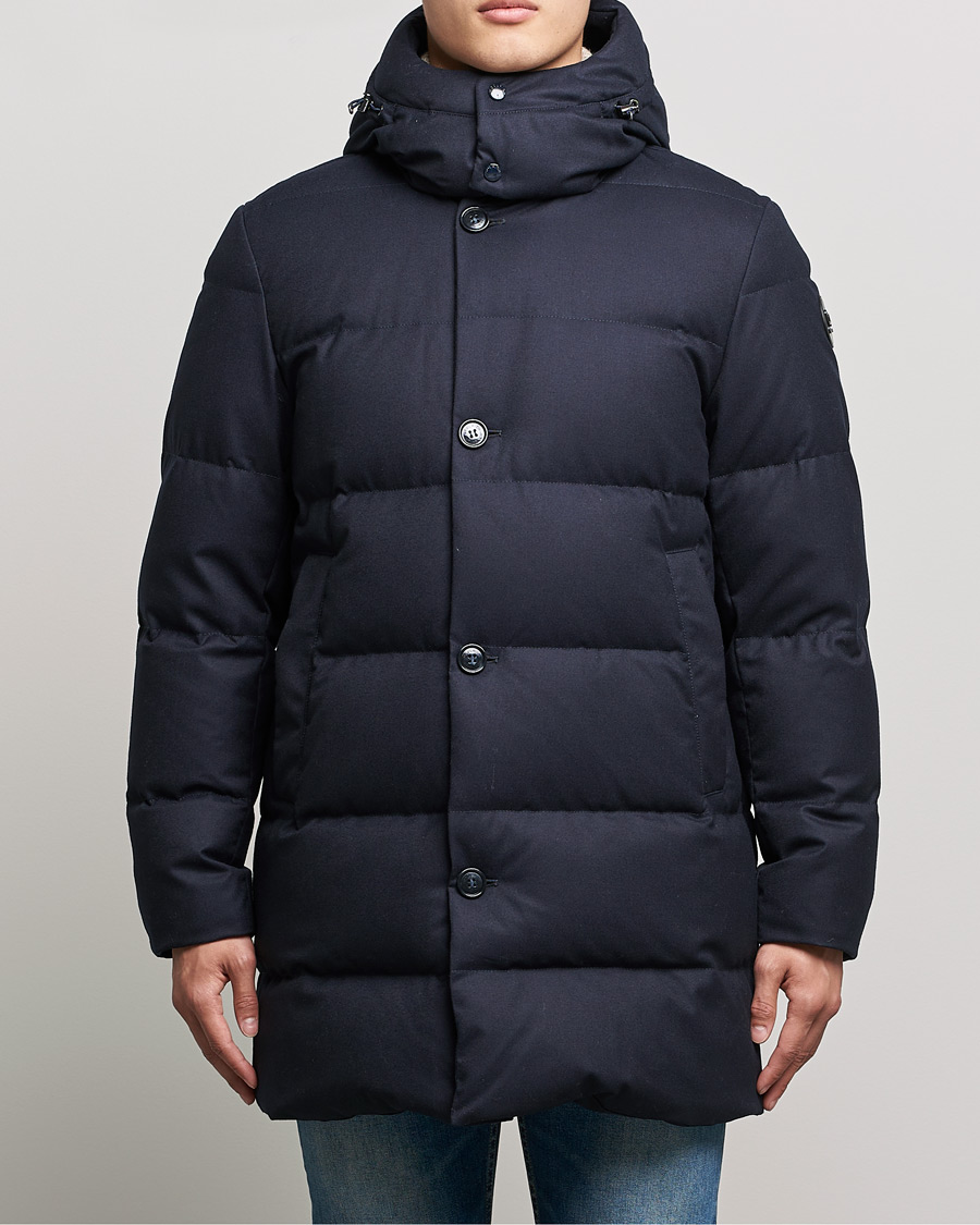 Mies | Takit | Woolrich | Luxe Long Parka Melton Blue