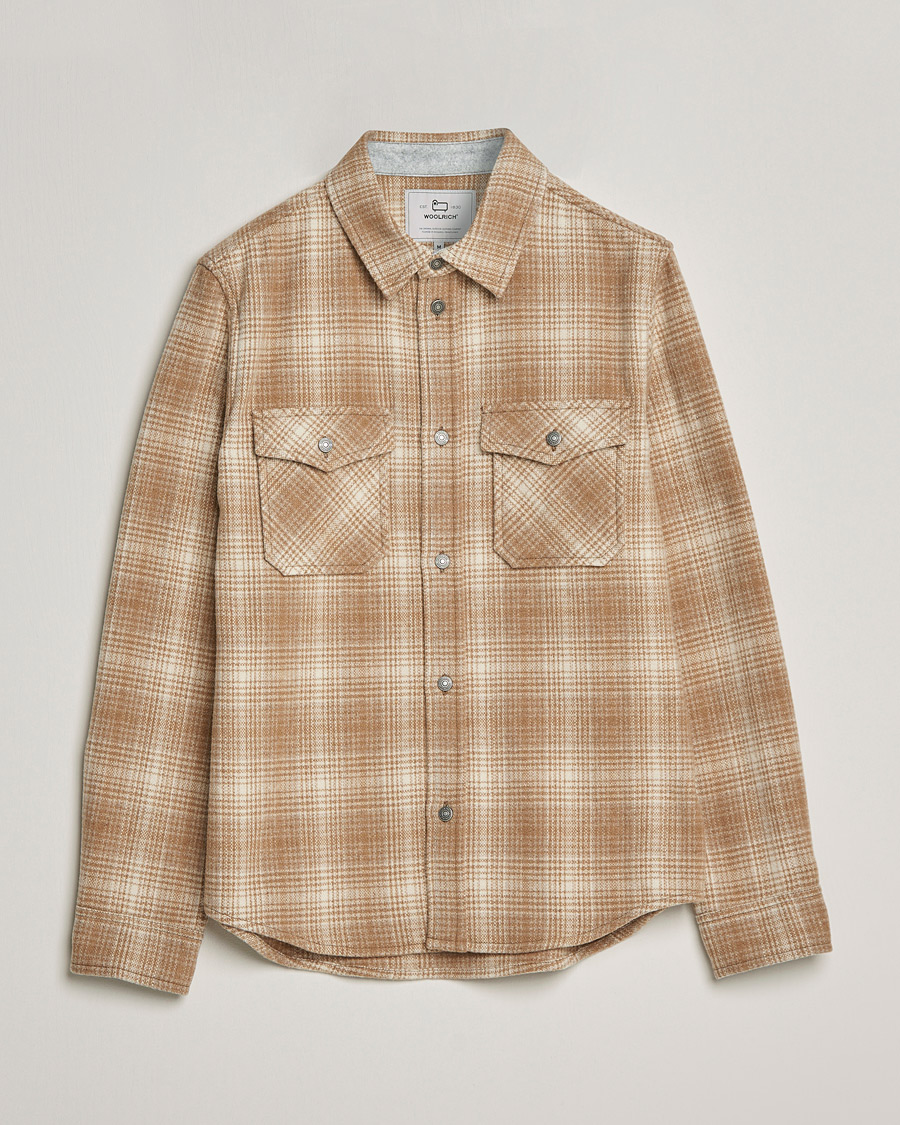 Mies | Kauluspaidat | Woolrich | Alaskan Melton Wool Overshirt Camel Hunting