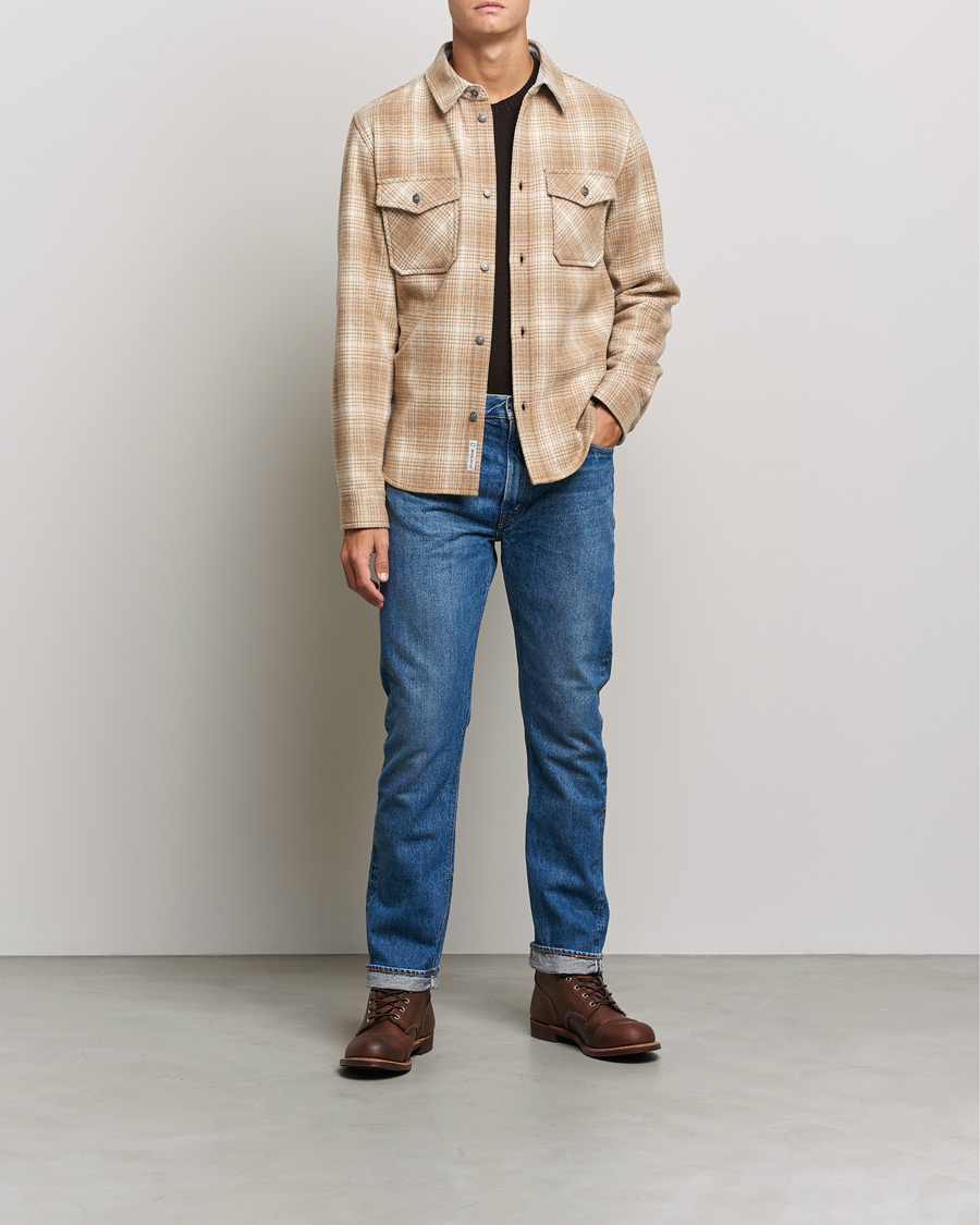 Mies | Kauluspaidat | Woolrich | Alaskan Melton Wool Overshirt Camel Hunting