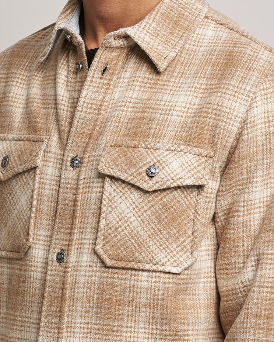 Mies | Kauluspaidat | Woolrich | Alaskan Melton Wool Overshirt Camel Hunting