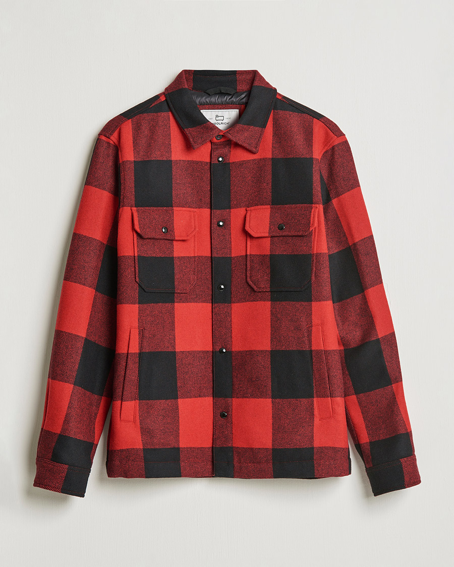 Mies | Kauluspaidat | Woolrich | Alaskan Wool Padded Overshirt Red Buffalo