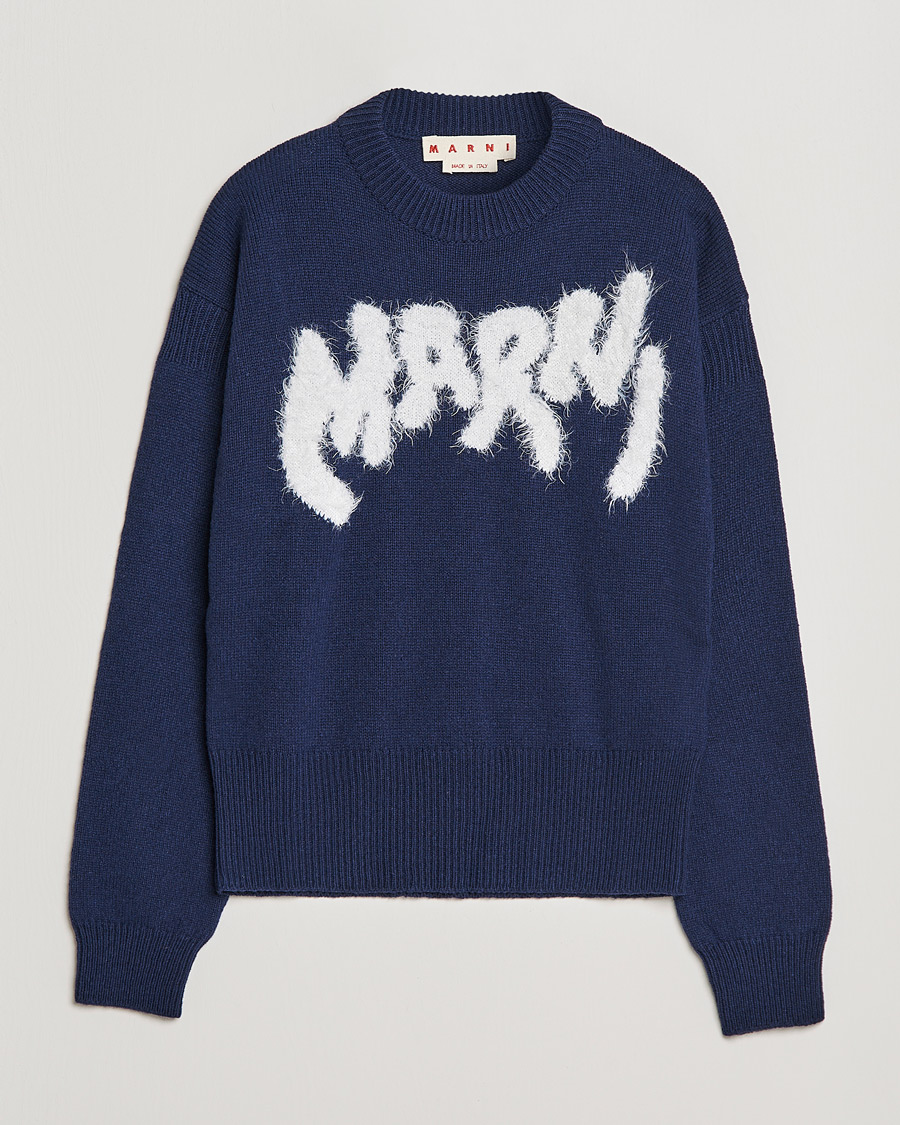Mies | Puserot | Marni | Mohair Logo Sweater Navy