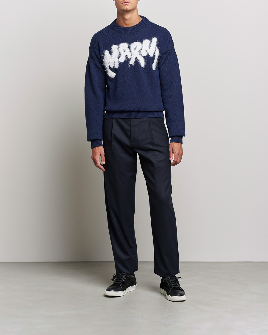 Mies | Puserot | Marni | Mohair Logo Sweater Navy