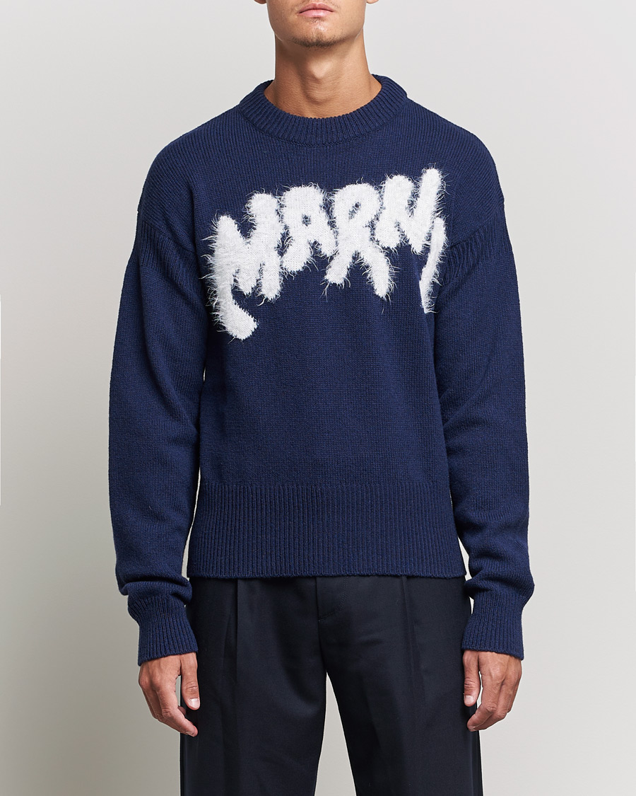 Mies | Puserot | Marni | Mohair Logo Sweater Navy